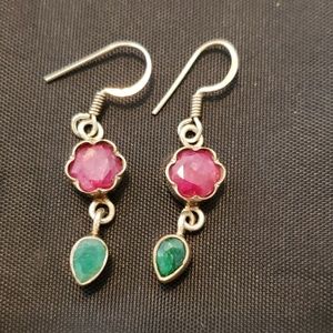 Artisan-Crafted Ruby and Emerald Earrings